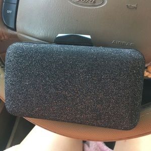 Black Sparkly clutch with cross body strap